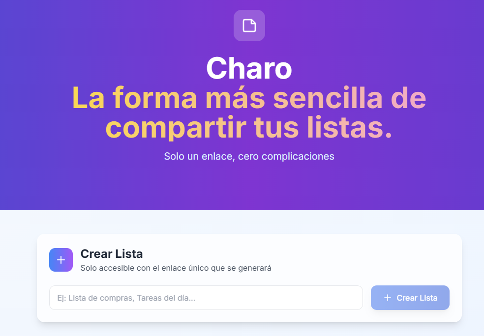 Charo - Aplicación para compartir listas de forma sencilla desarrollada por DoubleSlit Software